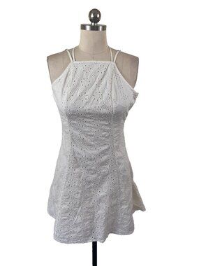 Hollister Eyelet Mini Dress Womens Small White Coquette Cottage Bridal Shower